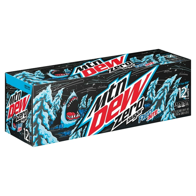 Mountain Dew Zero Sugar Frost Bite Melon Citrus Soda Pop, 12 oz, 12