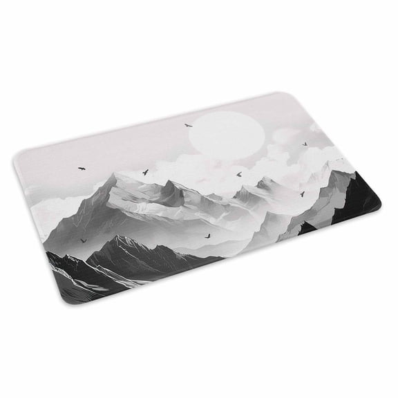 Mountain Doormat Outdoor Entrance 24"x36", Eagle Sky Cloud Black and White Landscape Absorb Moisture Dirt Door Mats, Non-Slip Rubber Backing Floor Mats Indoor, Low-Profile Front Door Rugs