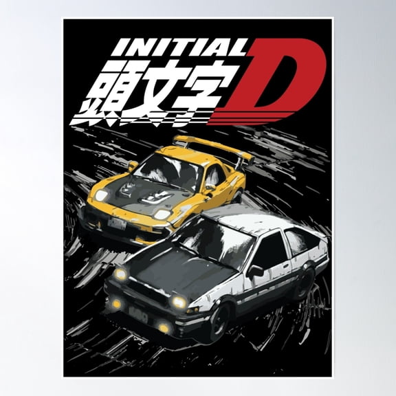 Mountain Drift Racing Initial D Tandems Ae86 Vs Fd Rx-7 Poster Wall Art, Modern Wall Decor, 24x36 UNFRAMED
