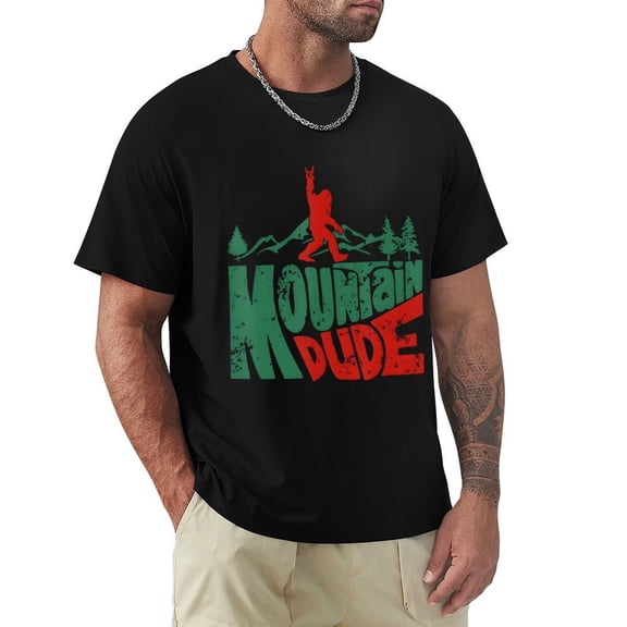 Mountain Dude Rad Men's Cotton Short Sleeve HD Print Tee for Casual T-Shirt Crew Neck Top Black S