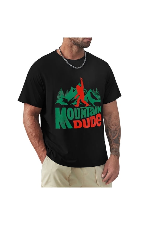 Mountain Dude Sharp Men's Cotton Short Sleeve HD Print Tee for Casual T-Shirt Crew Neck Top Black XL