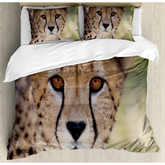 Mountain Duvet Cover Set King Size, Spring Scenery in Alps with Floral Grass and Snowy Mountain Tops in Rural Village, Decorative 3 Piece Bedding Set with 2 Pillow Shams, Multicolor, by Ambesonne