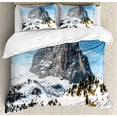 thumbnail image 1 of Mountain Duvet Cover Set, Majestic Mountain Northerns Italy European Mediterranean Snowy Peak Nature, Decorative 3 Piece Bedding Set with 2 Pillow Shams, Queen Size, Brown Blue White, by Ambesonne, 1 of 3