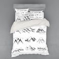 thumbnail image 1 of Ambesonne Mountain Bedding Set 4 Pcs, Snowy Peaks Doodle, Queen, Black White, 1 of 2