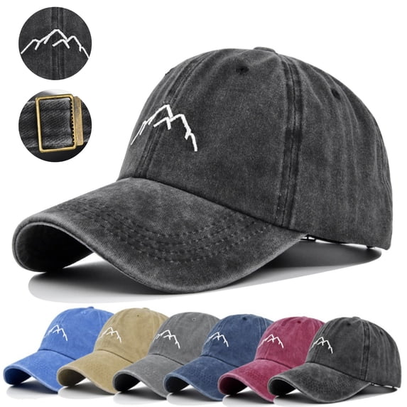 Mountain Embroidery Baseball Cap Low Profile Unstructured Baseball Hat Washed Distressed Twill Adjusted Cotton Dad Hat Adjustable Trucker Headwear Khaki One Size