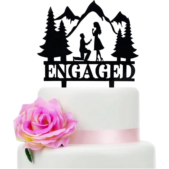 Mountain Engagement Cake Topper, Man Proposes To Woman Cake Topper, Cake Decorations for Engagement/Bridal Shower/Wedding/Proposal Party