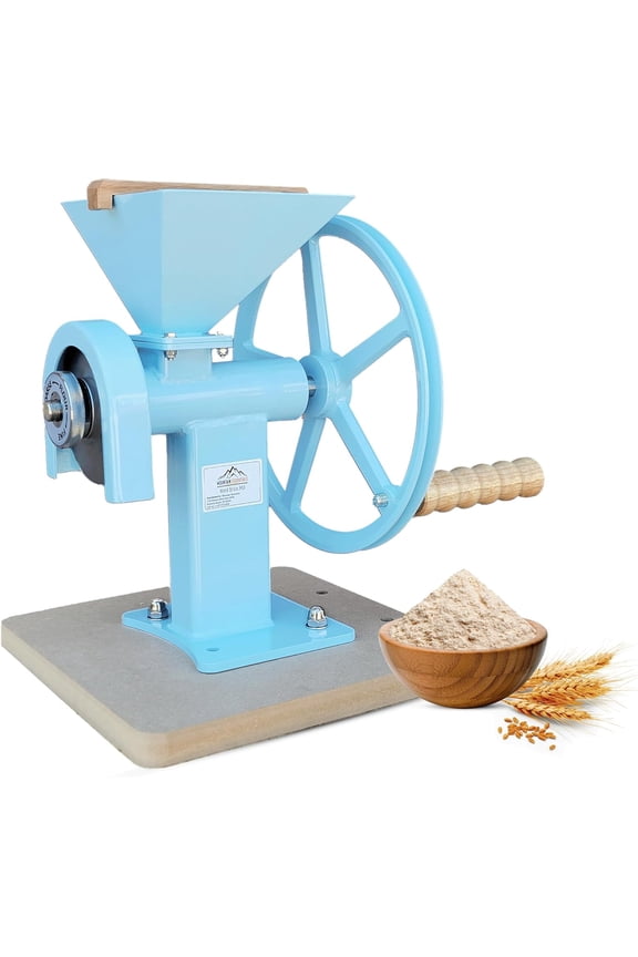 Manual Hand Grain Mill Blue for Dry Grains Hand Operate Food Grinder Manual Kitchen Flour Mill Wheat and Corn Grinder, Grain Mill For Home, Domestic Use