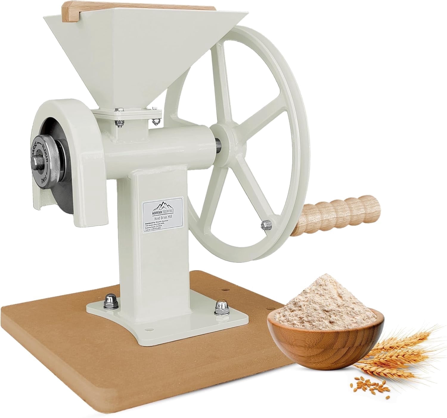 Manual Hand Grain Mill, Heavy-Duty Hand Crank Food Grinder – Stainless Steel Burrs, Adjustable Flour Mill for Wheat, Corn, Rice, Coffee Beans & Dry Grains, Large Hopper, No Electricity