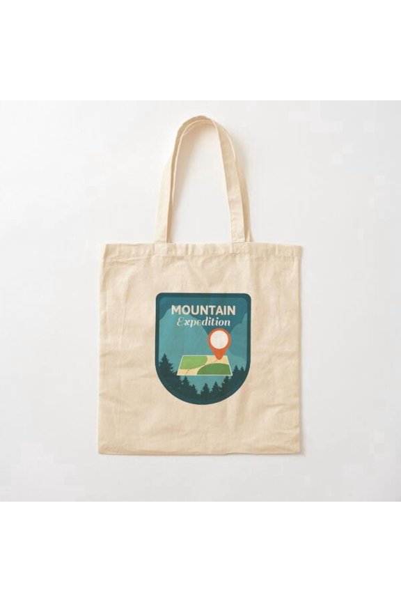 Mountain Expedition Canvas Tote Bags, Reusable Shopping Bag