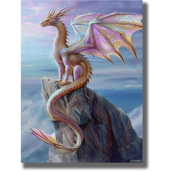 Mountain Fantasy Aesthetic Beautiful Pastel Dragon Poster Canvas Wall Art Prints Posters for Room Aesthetic Bedroom Living Room Pictures Paintings Wall Decor for Men Unframed 12x16inch