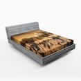 thumbnail image 1 of Ambesonne Winter Fitted Sheet, Overcast Sky Mountain, Queen Size, Sepia, 1 of 2