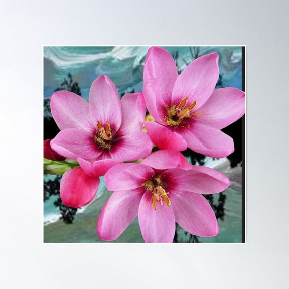 Mountain Flowers Poster Wall Art, Modern Wall Decor, 16x16 UNFRAMED