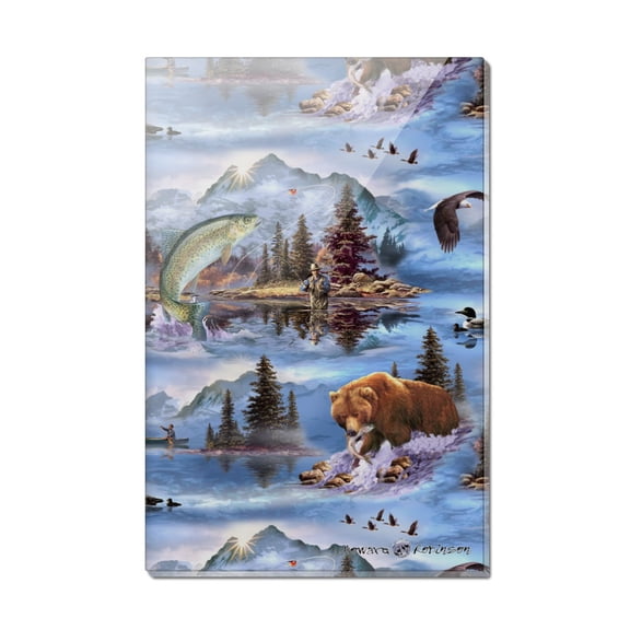 Mountain Fly Fishing Bear Stream Lake Fish Rectangle Acrylic Fridge Refrigerator Magnet