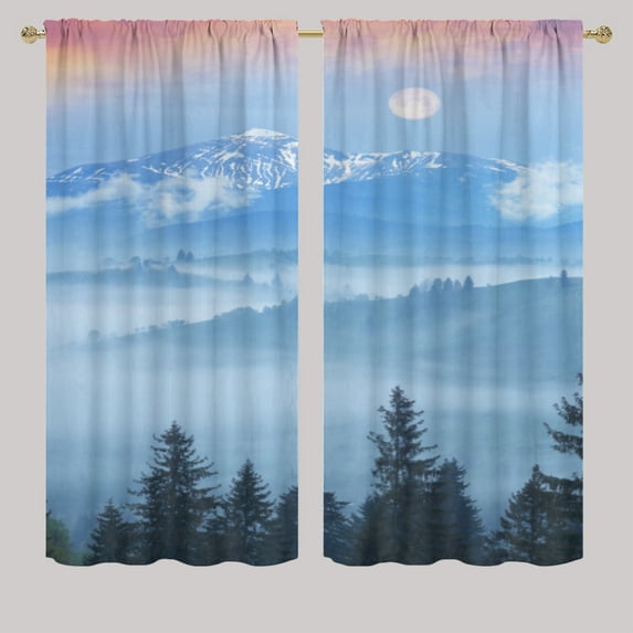 Mountain Forest Blackout Curtains Set Nature Pine Forest Fantasy Morning Mist Print Light Block Energy Efficient Panels/Window Drapes for Home Decor W42 x L63 Inch