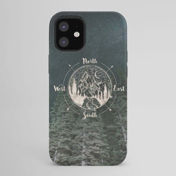 Mountain Forest Compass Tough Case for Apple iPhone, Polycarbonate Outer Shell with TPU Liner