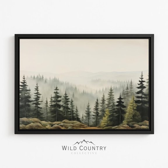 Mountain Forest Evergreen Tree Landscape Rustic Living Room Quiet Den Decor Forest Nature Scene Unframed Paper Print
