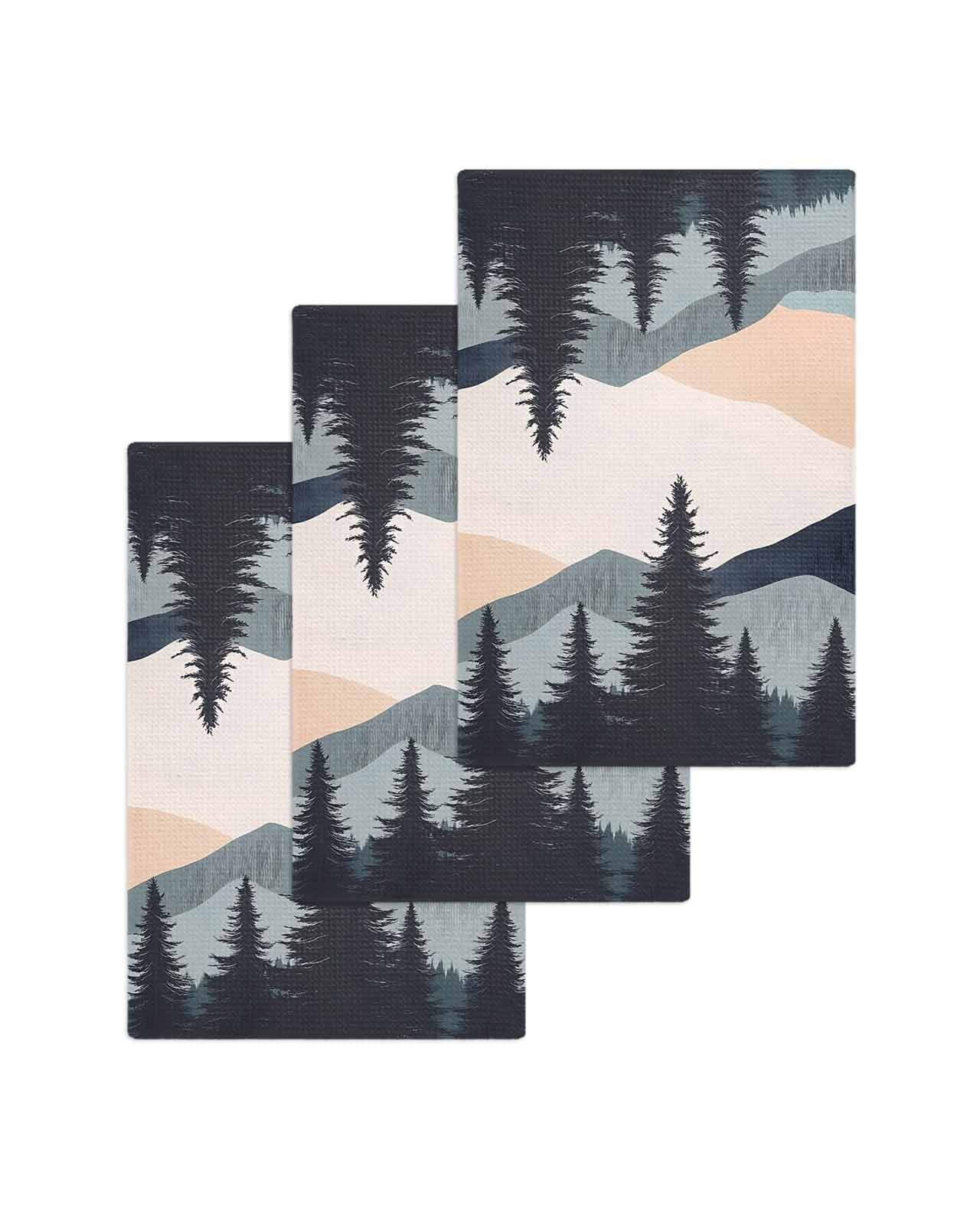Mountain Forest Kitchen Dish Towels for Drying Dishes Set of 3, Nature ...