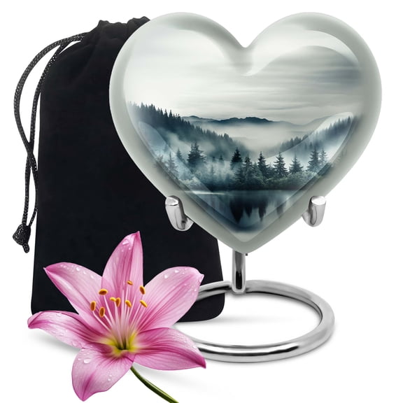 Mountain Forest Landscape Urn For Ashes Adult Male - Mountain Urns For Human Ashes Adult Female - Cremation Urns Large - Large Urns For Human Ashes Adult Male - Large Funeral Urn (Size 8")