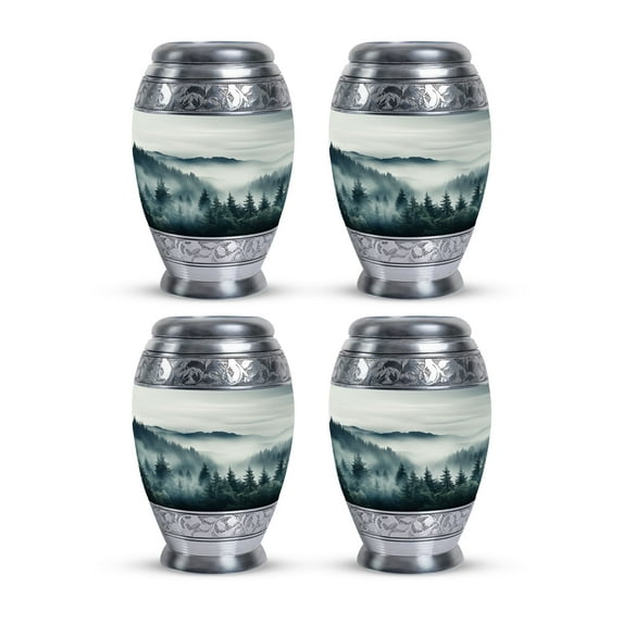 Mountain Forest Landscape Urn For Ashes For Women, Burial Urns With Mountain, Funeral Urns For Human Ashes, Mini Urns For Ashes Keepsake, Companion Cremation Urns For 2 Adults, Set Of 4, 3inch