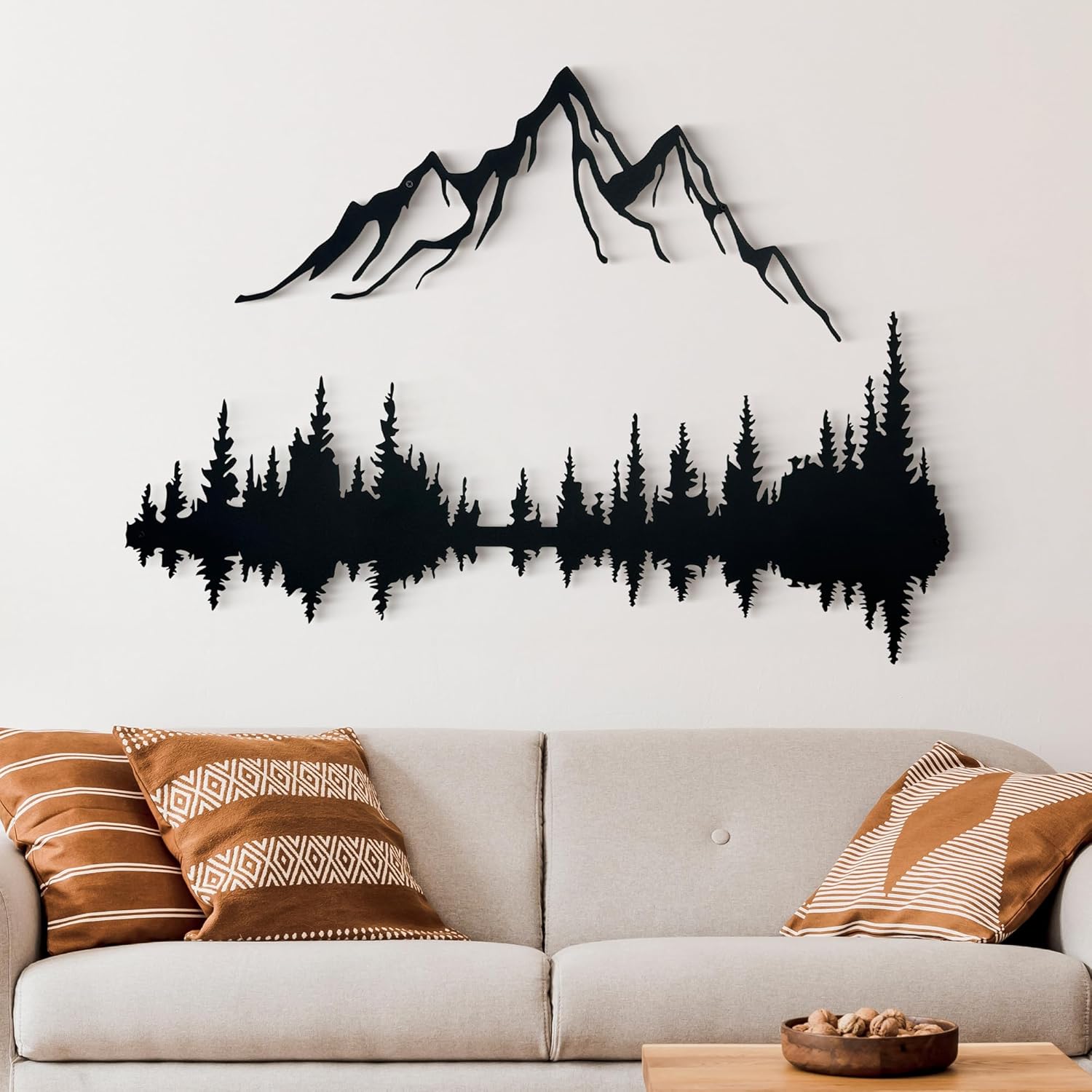 Mountain and Forest Metal Wall Art, Wall Mounted Mountain Home Decor ...