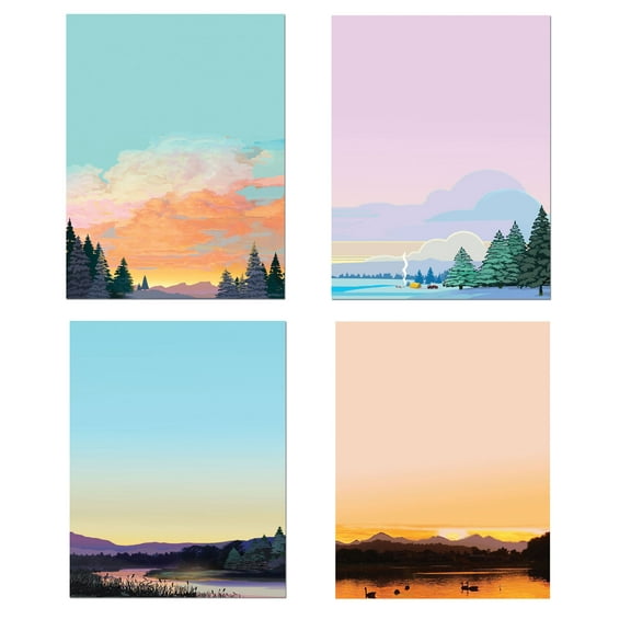 Mountain/Forest/Nature Assorted Notepads Pack - 4 Assorted Beach Theme Pads - 69