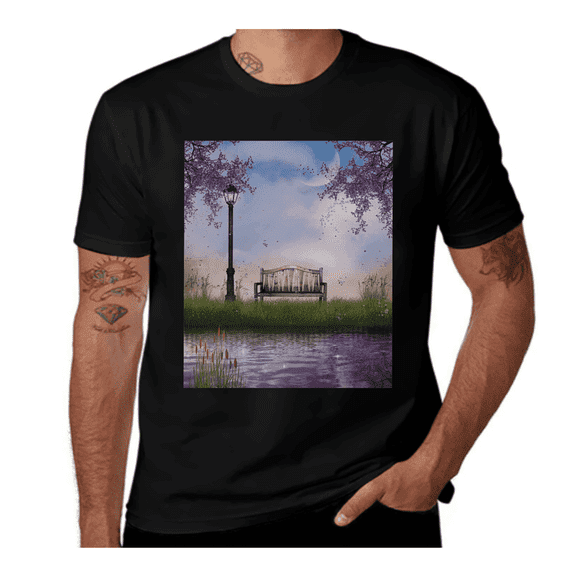 Mountain Forest-Northwoods-Night Blue-White-Blue- Casual Streetwea Everyday Tshirt Comfortable Wear tee shirt