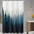 thumbnail image 1 of Mountain Forest Scene Fabric Shower Curtain, Pine Tree Mountains Black Bird Rustic Scenery Shower Curtains for Bathroom, Cloth Shower Stall Curtain with Hooks, 72X72in, 1 of 5