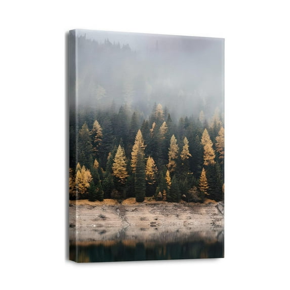 Mountain Forest Scene Wall Art Modern 12x16 Inch Canvas, Perfect for Refreshing Your Living Room or Bedroom