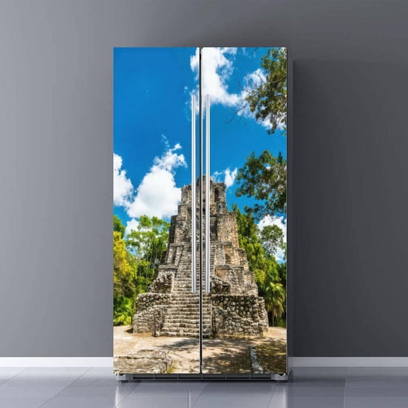 Mountain Forest Scenery Refrigerator Wrap Natural Landscape Fridge Sticker Full Door Cover Peel and Stick Home Kitchen Decor