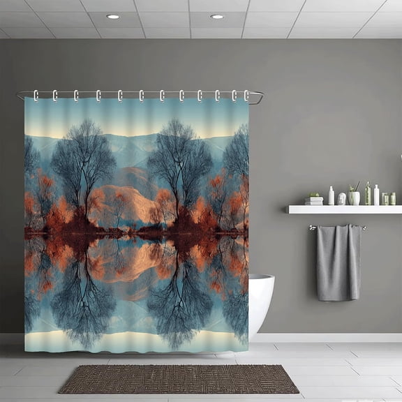 Mountain Forest Shower Curtain,Nature Woodland Pine Tree Scenery Shower Curtains for Bathroom, Fabric Bath Curtain Sets Decor with Hooks