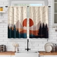 thumbnail image 1 of Mountain Forest Sunrise Kitchen Curtains - Abstract Minimalist Trees Sun Decor Retro Rustic Orange Short Curtains for Living Dining Room Rod Pocket Window Drapes 2 Panels Set, 28"x36", 1 of 5