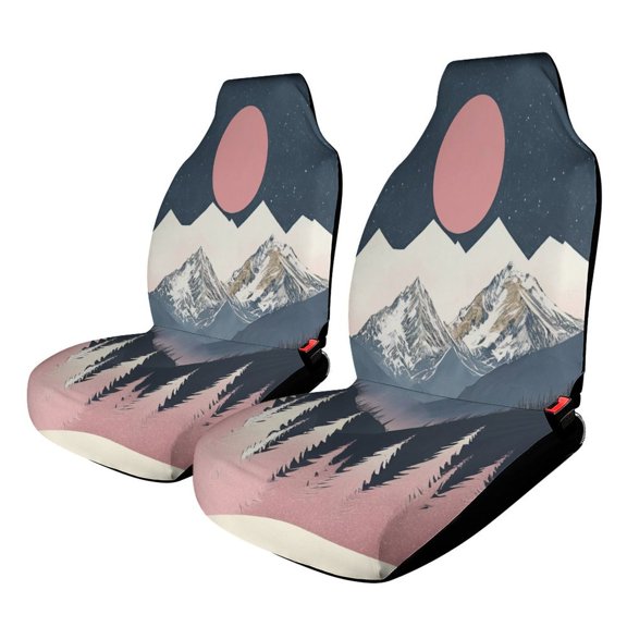 Mountain Forest Sunset Art Print Car Seat Covers Front Seats Universal Fit for Cars SUV Truck Auto Interior Accessories