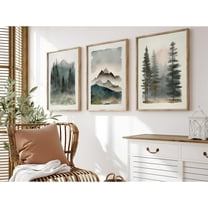 Mountain Forest Wall Art Decor Watercolor Landscape Canvas Pictures Natural Abstract Wall Art Painting Tree Forest Poster Prints Modern Artwork for Living Room Bedroom Unframed (only canvas)
