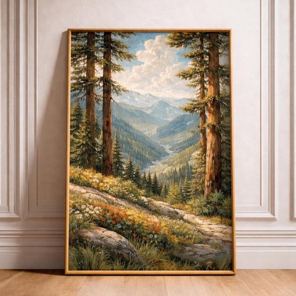 Mountain Forest Wall Art Nature Landscape Poster Poster Japanese Hiking Artwork Rustic Cabin Decor Scenic National Park Poster, Poster Only