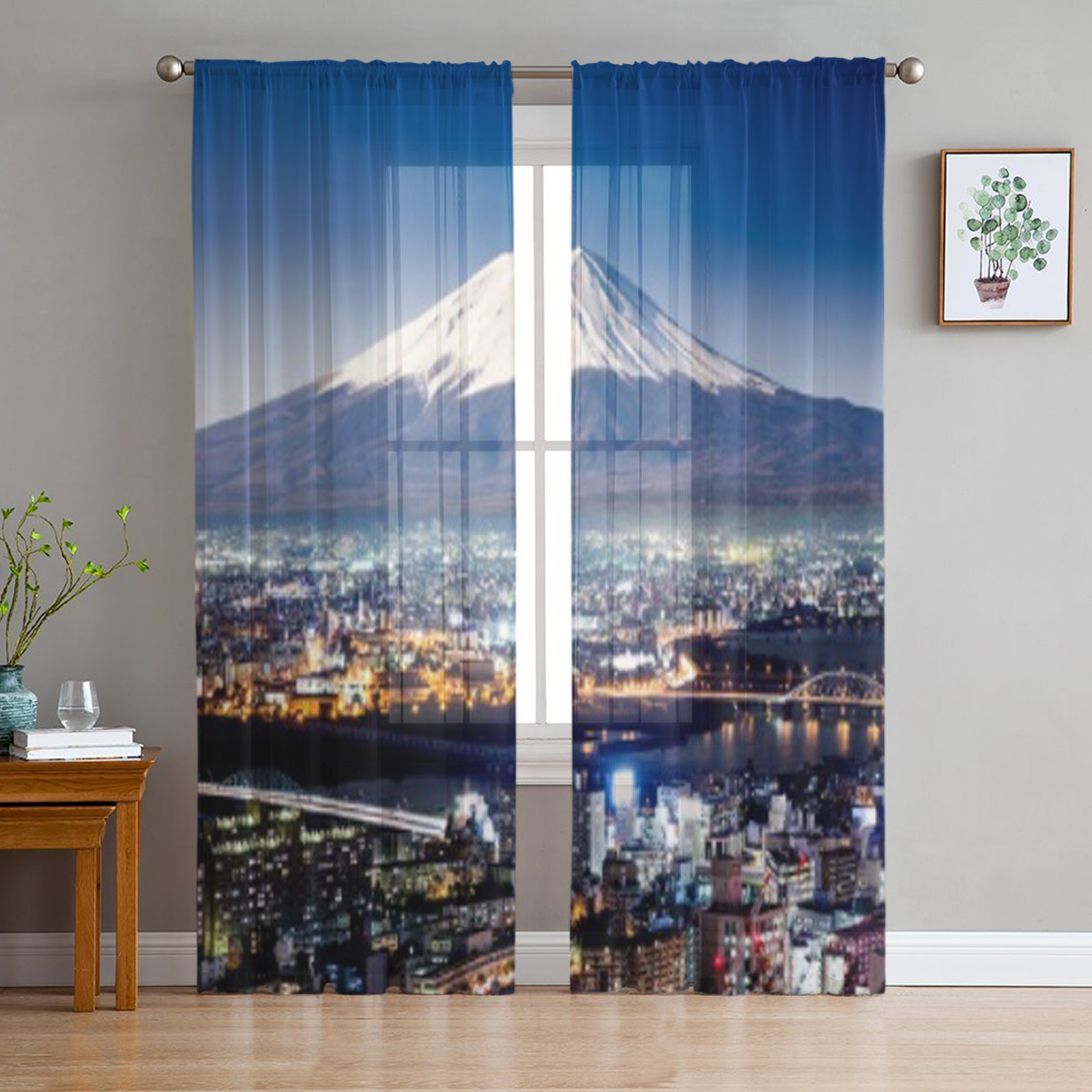 Mountain Fuji Japan Gate Tulle Curtains for Bedroom Hall Living Room r ...