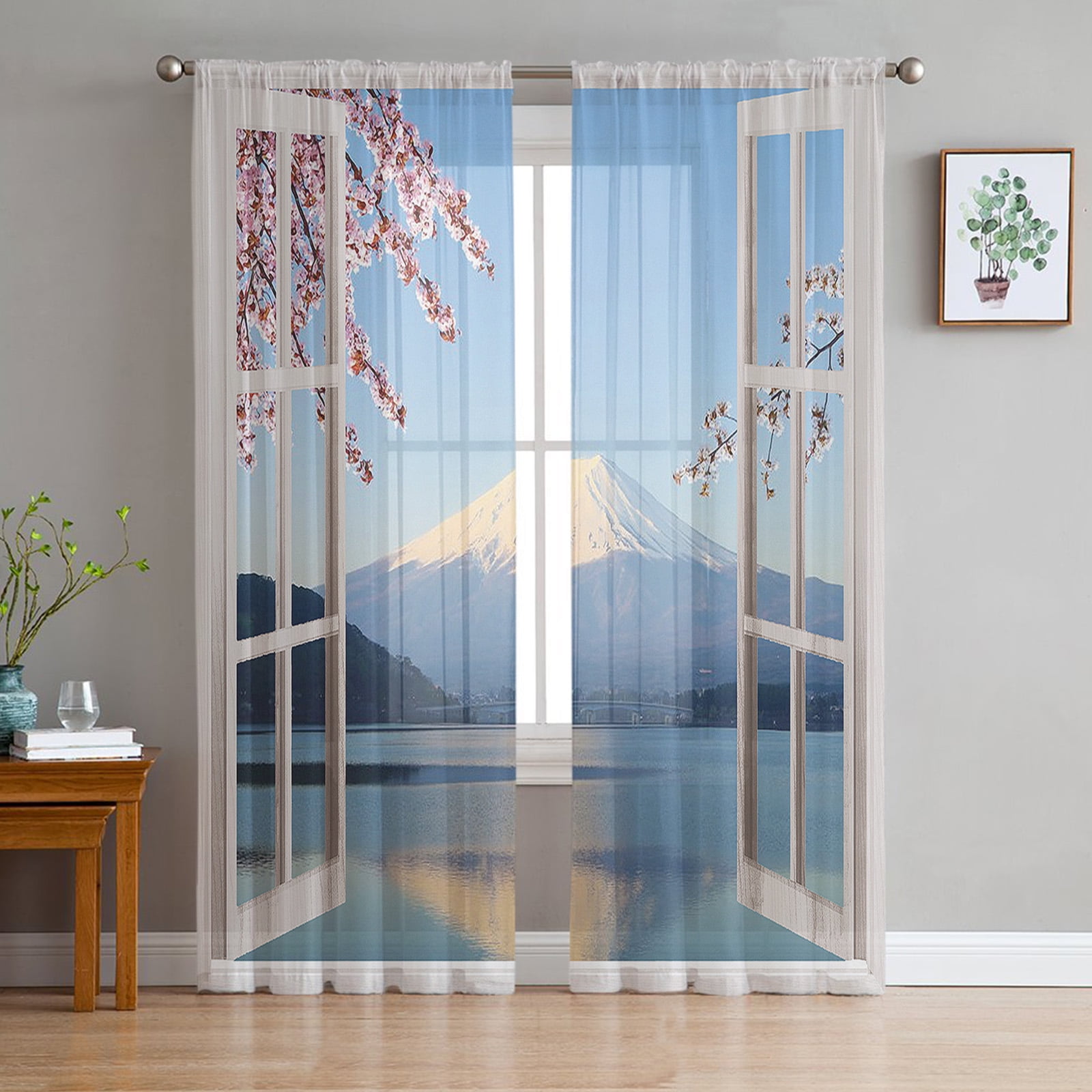 Mountain Fuji Japan Gate Tulle Curtains for Bedroom Hall Living Room r ...
