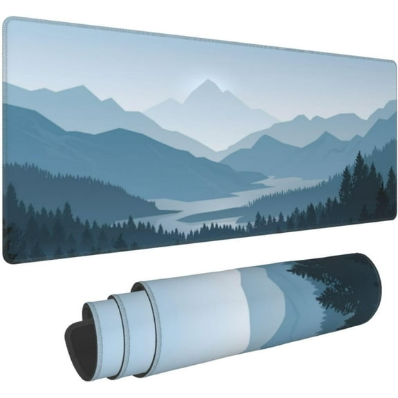 Mountain Gaming Mouse Pad Large Long Extended Pads Big Mousepad Extended Large Non-Slip Rubber Base Waterproof Big Keyboard Mat with Stitched Edges for Office Home and Game,31.5x11.8 Inch