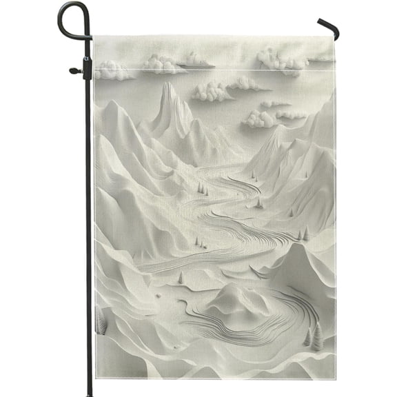 Mountain Garden Flag 12x18 Inch Double Sided White 3D Nature Burlap Scenic Backyard Small House Flag Outdoor Decor