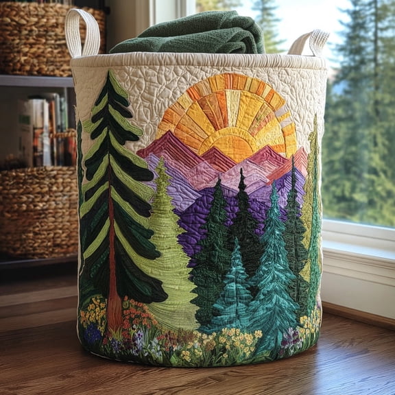 Mountain Glow Quilted Laundry Basket