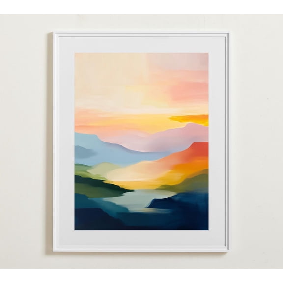 Mountain Glow Wall Art, Muted Color Landscape, Mountain Poster, Tranquil Deco,Gallery Wall Art,Wall Art Wall Art, Modern Wall Decor, 8x12 UNFRAMED