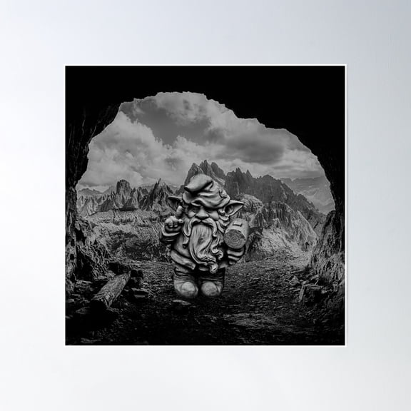 Mountain Gnome - Mountain Dwarf Cave Poster Wall Art, Modern Wall Decor, 16x16 UNFRAMED