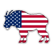 Mountain Goat American Flag - 12" Vinyl Sticker Waterproof Decal