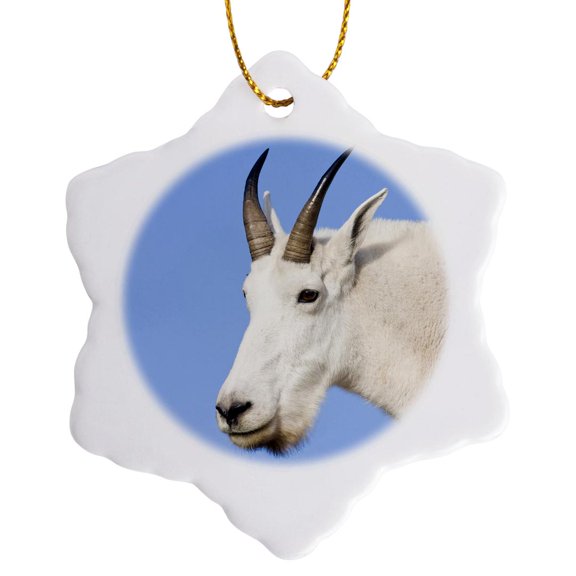 3drose, Mountain Goat Billy, Logan Pass, Glacier Np, Montana - Us27 Cha1102 - Chuck Haney, 3 inch Snowflake Porcelain Ornament