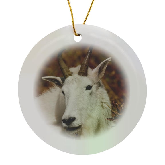 3drose, Mountain Goat Portrait, Circle Porcelain Ornament