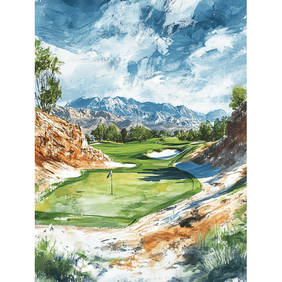 Mountain Golf Course Canvas Print/Wall Art Perfect for Living Room Bedroom Office Golf Room and Hotel Decor
