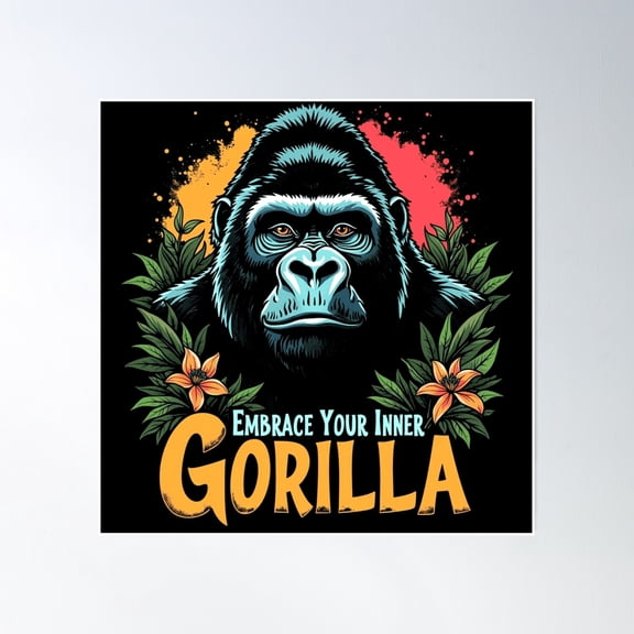Mountain Gorilla Animal Gorilla Lover Poster Wall Art, Modern Wall Decor, 16x16 UNFRAMED