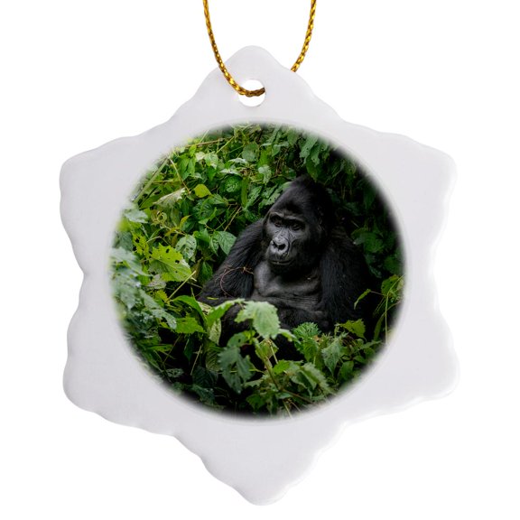 3drose, Mountain Gorilla. Bwindi Impenetrable Forest. Uganda, 3 inch Snowflake Porcelain Ornament