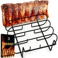 thumbnail image 1 of MOUNTAIN GRILLERS BBQ Rib Rack for Gas Smoker or Charcoal Grill - Holds 5 Ribs, 1 of 9