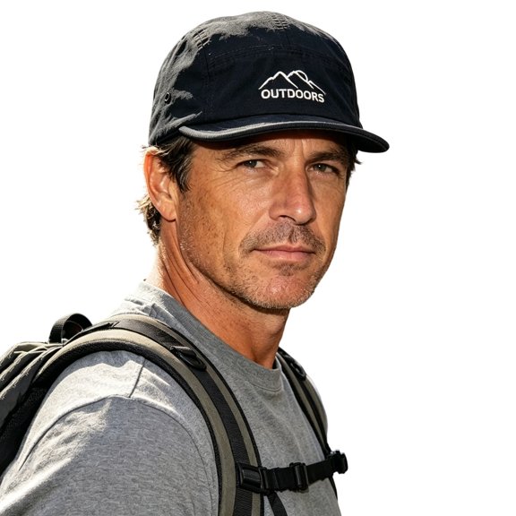 Mountain Hat for Men Women, Funny Adjustable Embroidered Camping Hiking Fishing Explore Outdoor Baseball Cap UPF 50+ Sun Hat Black Free Size(Free Size)