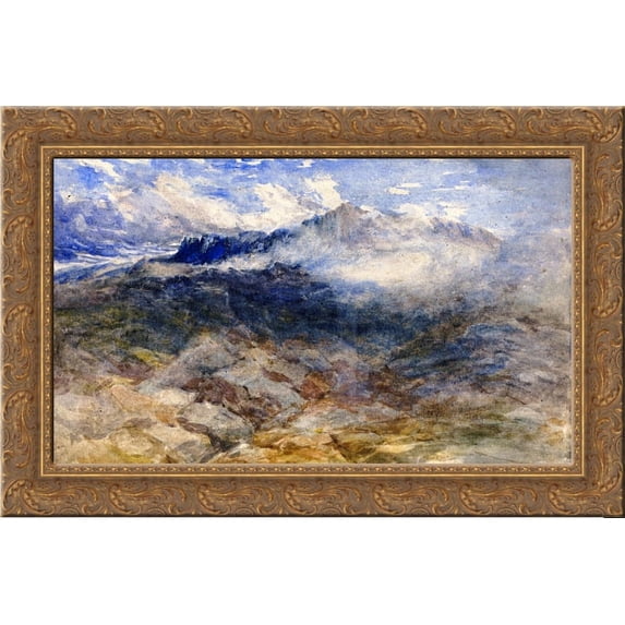 Mountain Heights, Cader Idris 24x18 Gold Ornate Wood Framed Canvas Art by David Cox